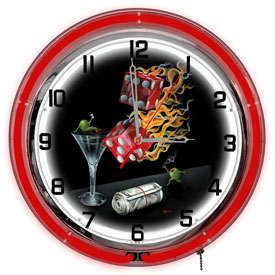 Michael Godard Shootin The Wad Neon Clock 18", GODNC18-01